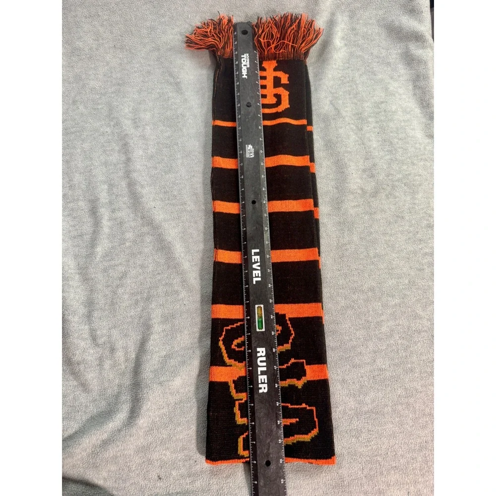 San Francisco Giants MLB Knit Scarf Black Orange SF Logo Striped Fringe Fan Gear